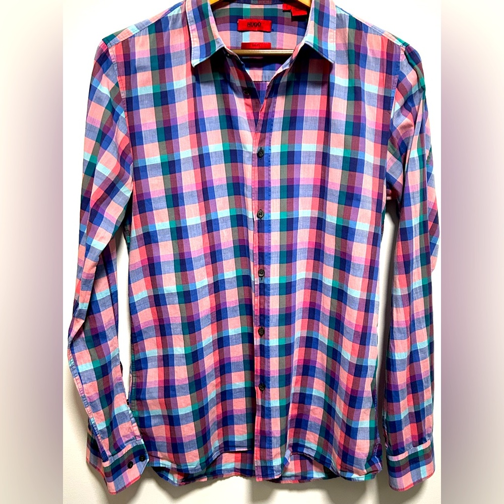 HUGO x Hugo Boss Slim fit Lightweight Multicolored Plaids L/S  Men’s Shirt S